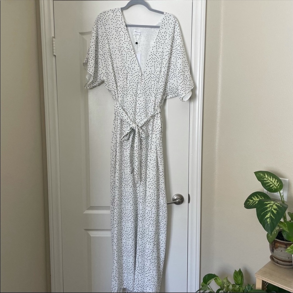 Lovers + Friends White Polka Dot V-Neck Jumpsuit - Picture 6 of 9